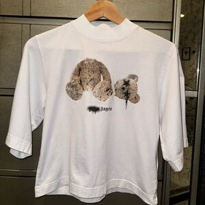 Palm Angels White Crop top Teddy Bear shirt